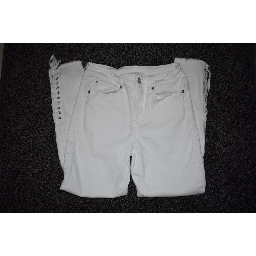 Seven7 White Women's fitted Jeans with lace up legs sz 6